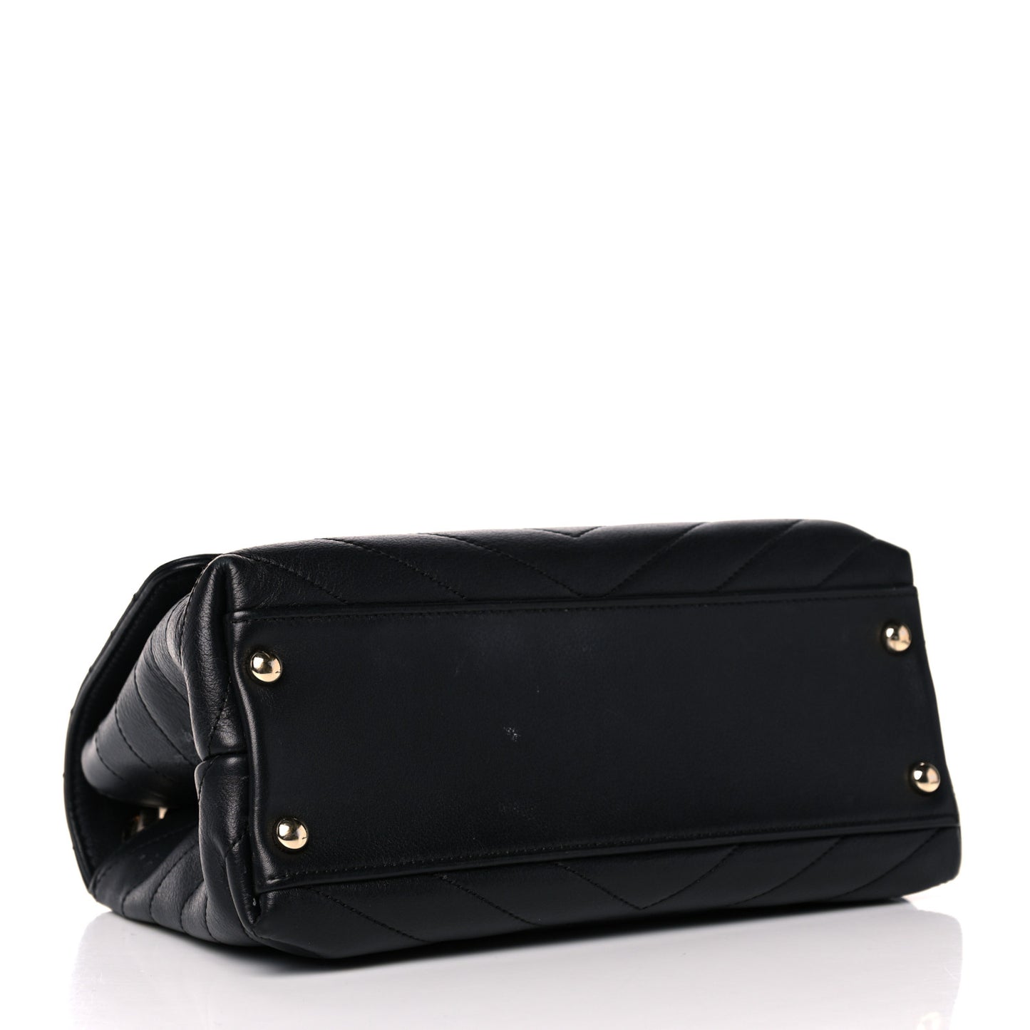 Grained Calfskin Small Chevron Chic Top Handle Flap Black