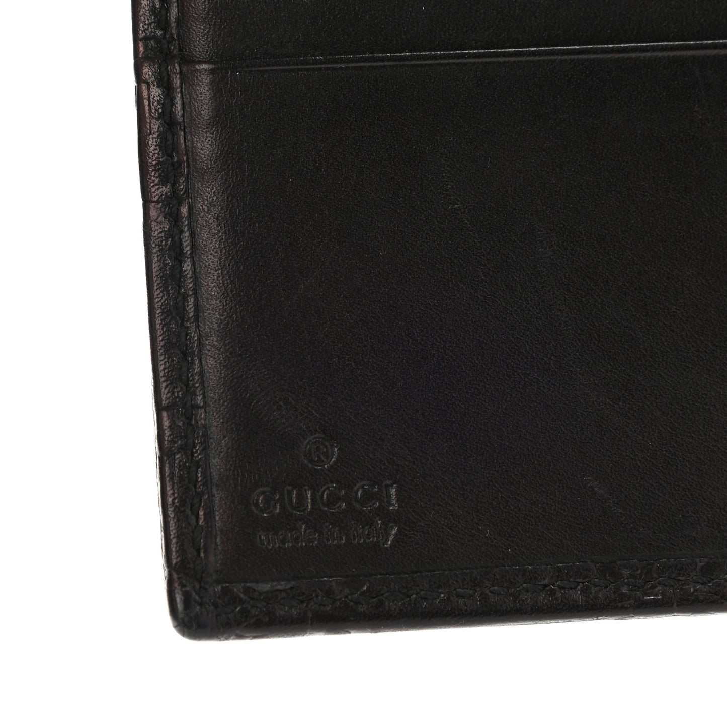 Guccissima Metal Bar French Flap Wallet Black