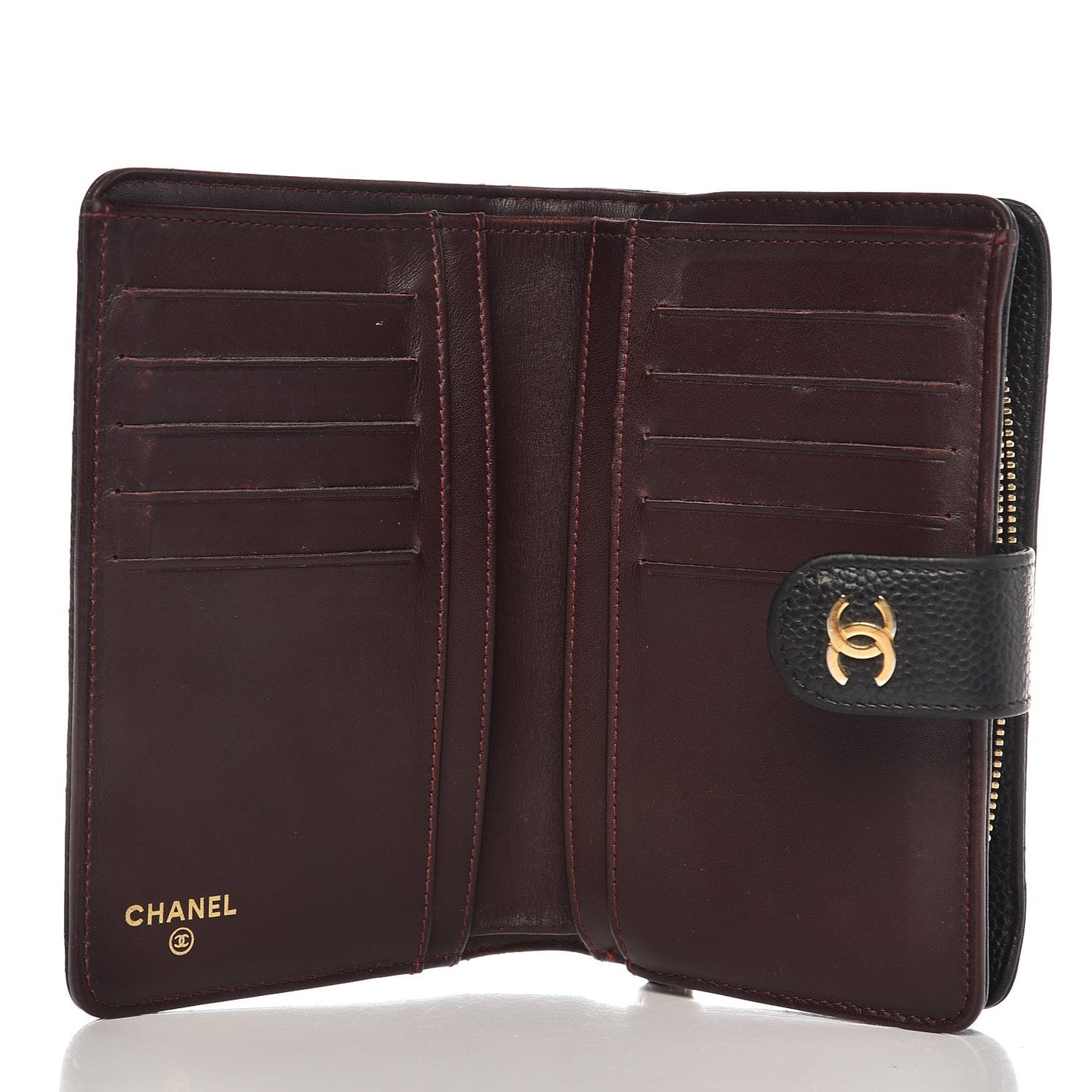 Caviar Quilted Zipped Pocket Wallet Black