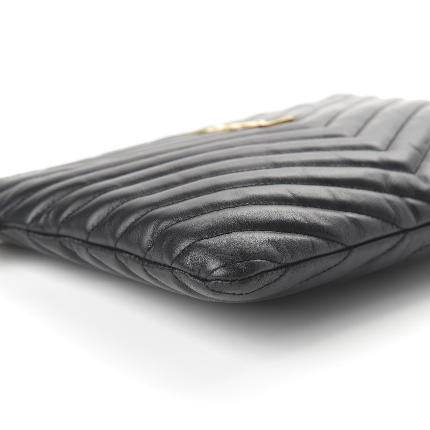Saint Laurent Calfskin Matelasse Chevron Monogram A5 Wristlet Black 6 of 9