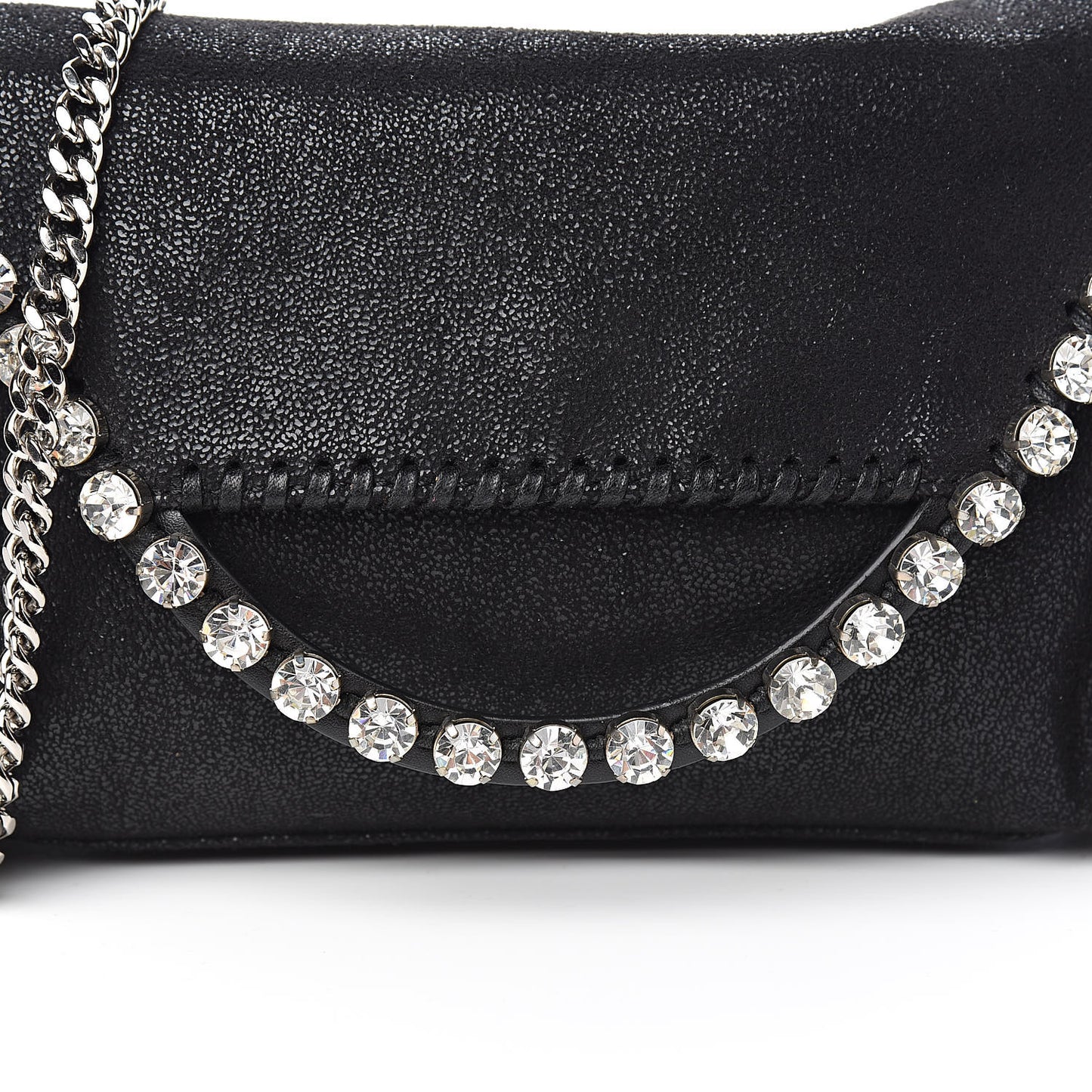 Shaggy Deer Mini Fold Over Falabella Crystal Crossbody Black