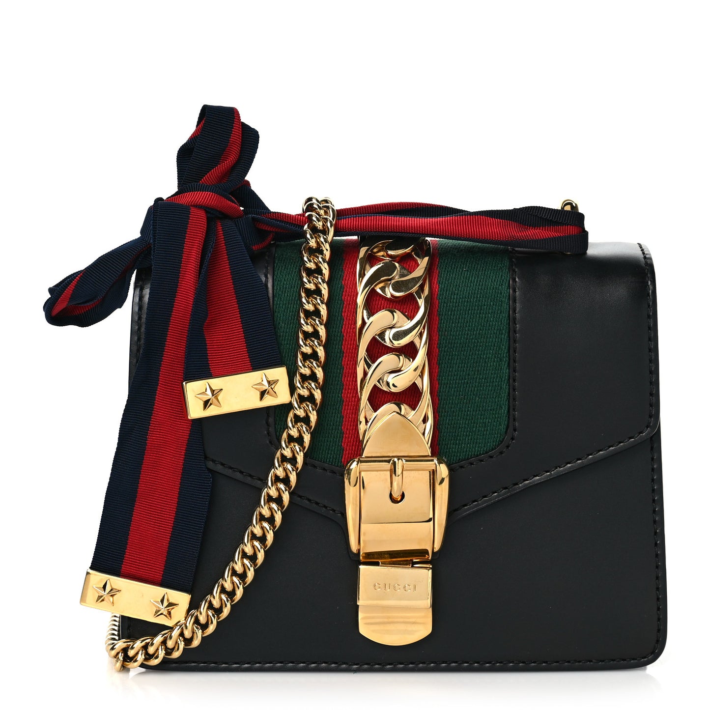 Calfskin Mini Sylvie Chain Shoulder Bag Black