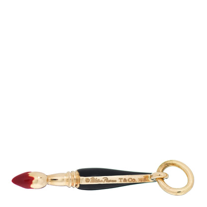 Tiffany 18K Yellow Gold Enamel Paintbrush Charm Black Red 3 of 3