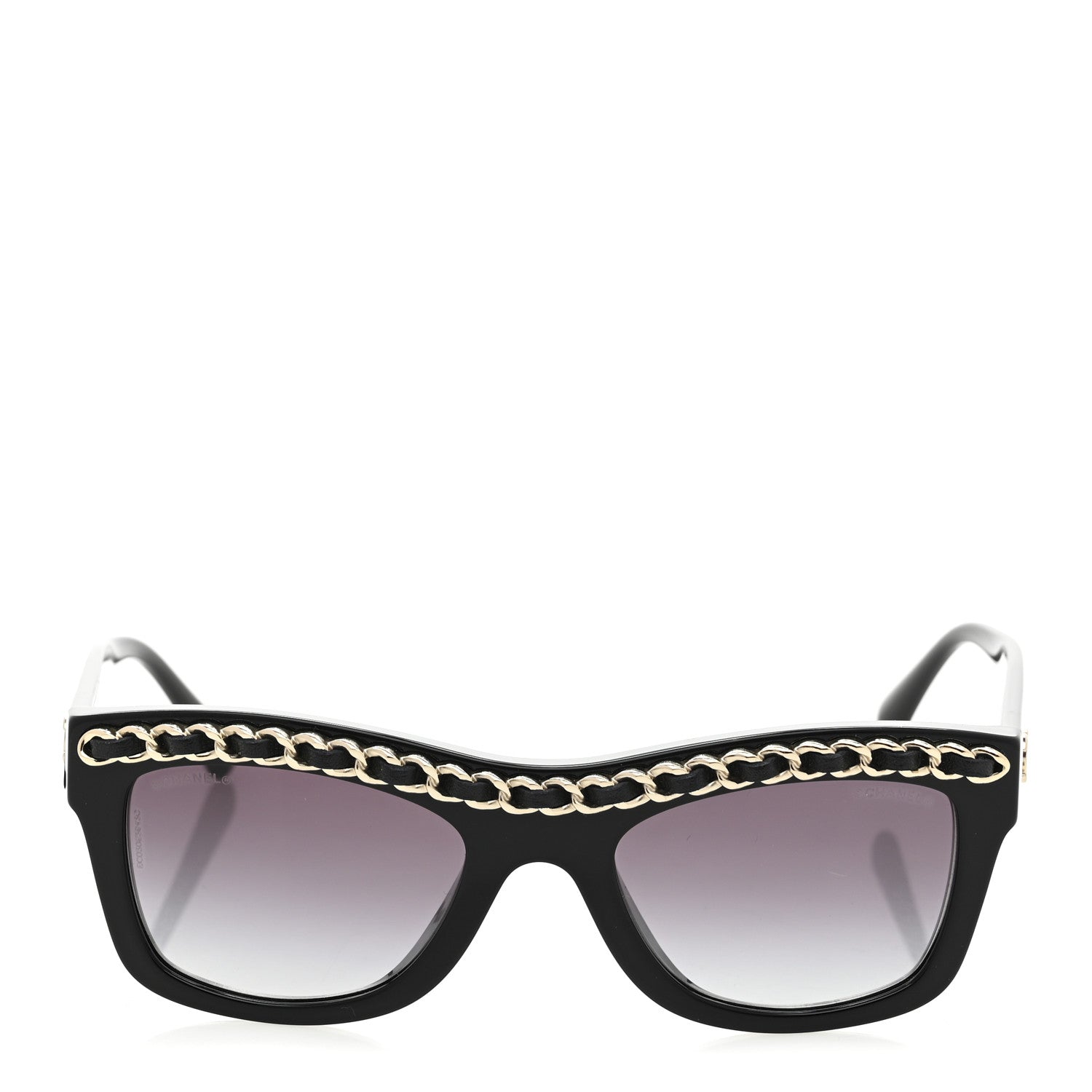 Chanel Acetate Calfskin Chain Rectangle Sunglasses 71626A Black 2 of 8