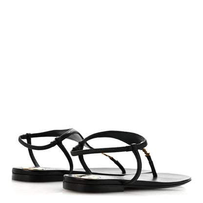 Saint Laurent Lambskin Monogram Cassandra Slingback Flat Sandals 36.5 Black 5 of 8