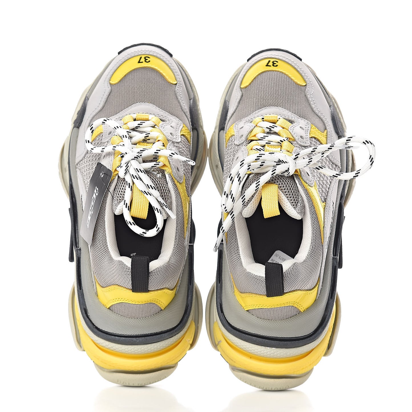 Fabric Mesh Womens Triple S Sneakers 37 Yellow Grey White