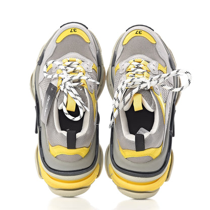 Balenciaga Fabric Mesh Womens Triple S Sneakers 37 Yellow Grey White 6 of 11