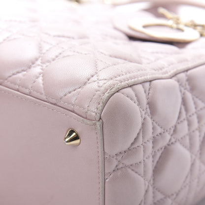 Christian Dior Pearly Lambskin Cannage Medium Lady Dior Lotus 10 of 24
