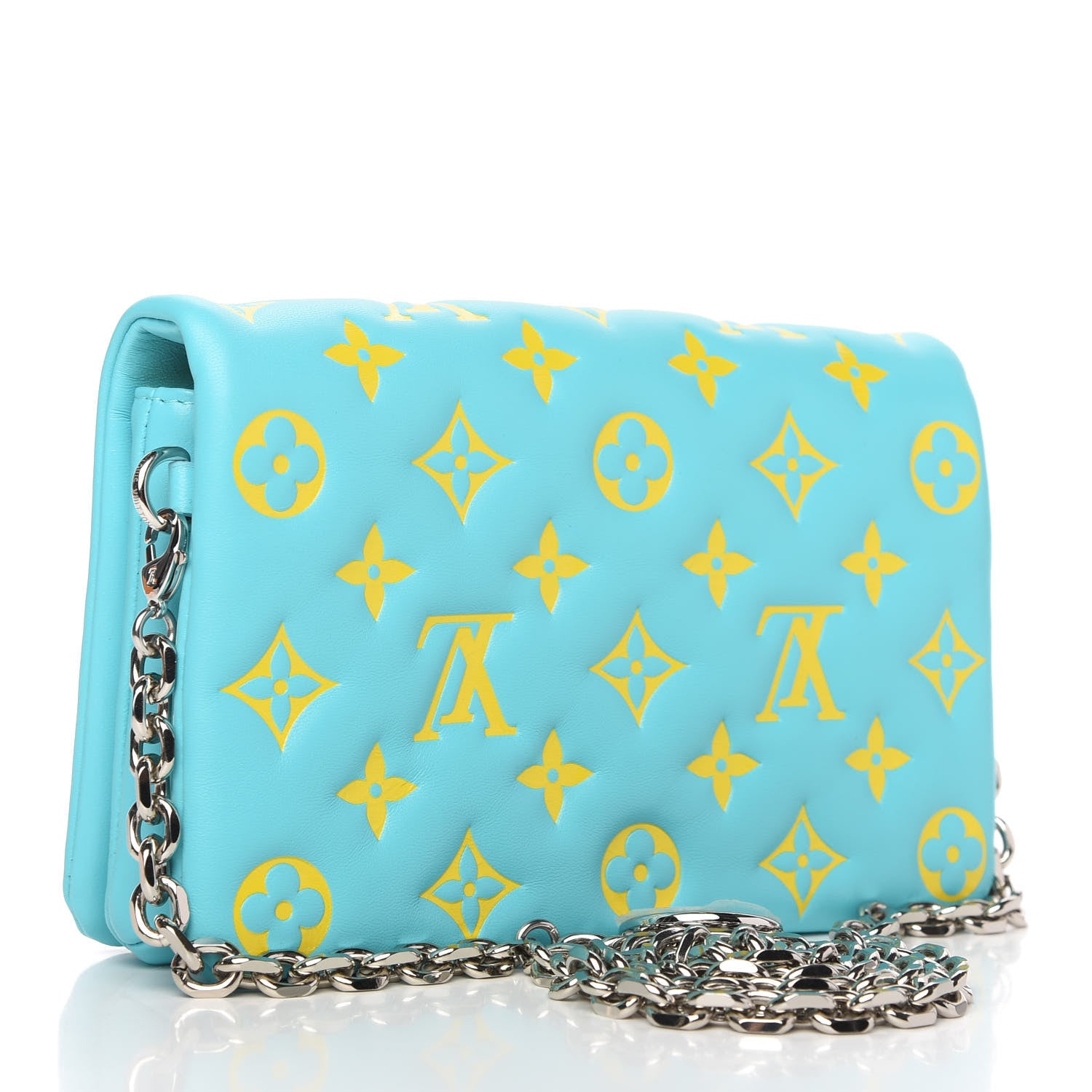 Louis Vuitton Lambskin Embossed Monogram Vuittamins Pochette Coussin Menthe Jaune 3 of 11