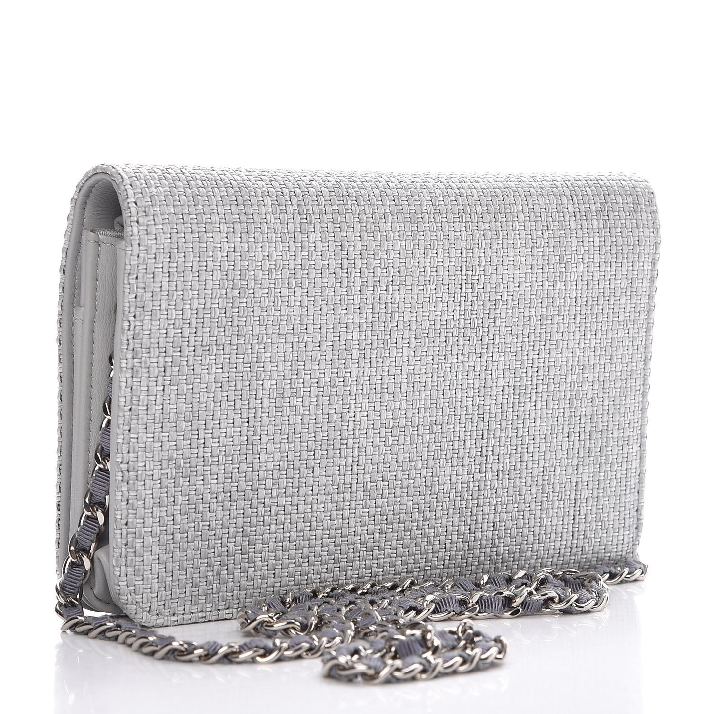 Woven Straw Raffia Deauville WOC Grey