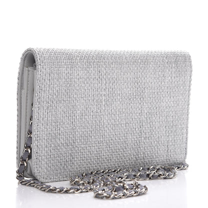 Chanel Woven Straw Raffia Deauville WOC Grey 3 of 9