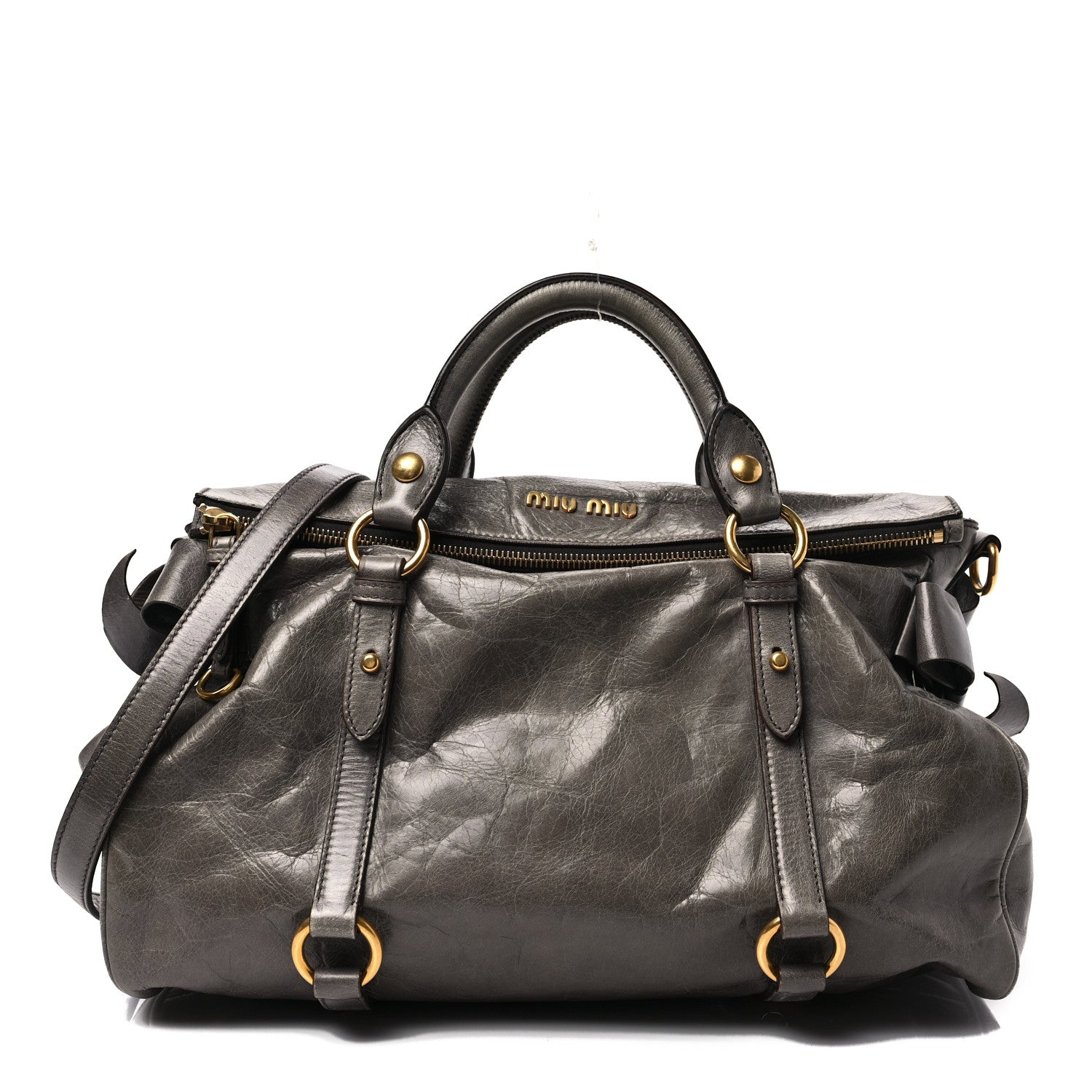 Miu Miu Vitello Lux Medium Bow Bag Fumo 1 of 6