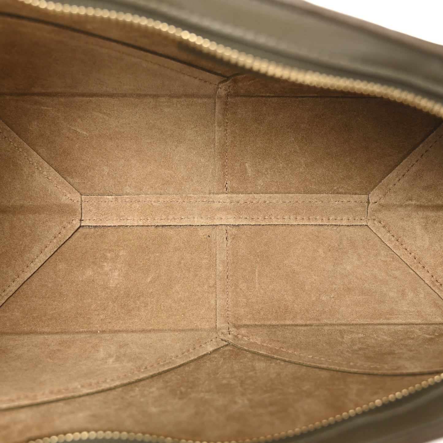 Shiny Calfskin Mini Cropped Puzzle Fold Tote Dark Khaki Green