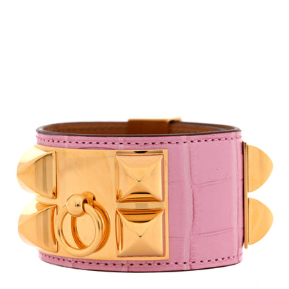 Hermes Matte Alligator Collier De Chien CDC Bracelet T2  5P Pink 1 of 6