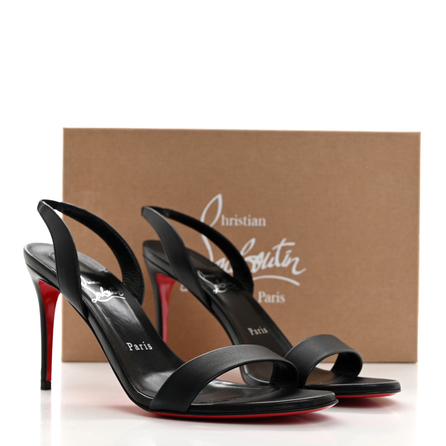 Christian Louboutin Calfskin O Marylin 85 Slingback Sandal Heels 39.5 Black 8 of 8