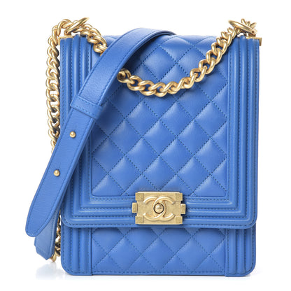 Chanel Calfskin Quilted North South Boy Flap Blue 1 of 9