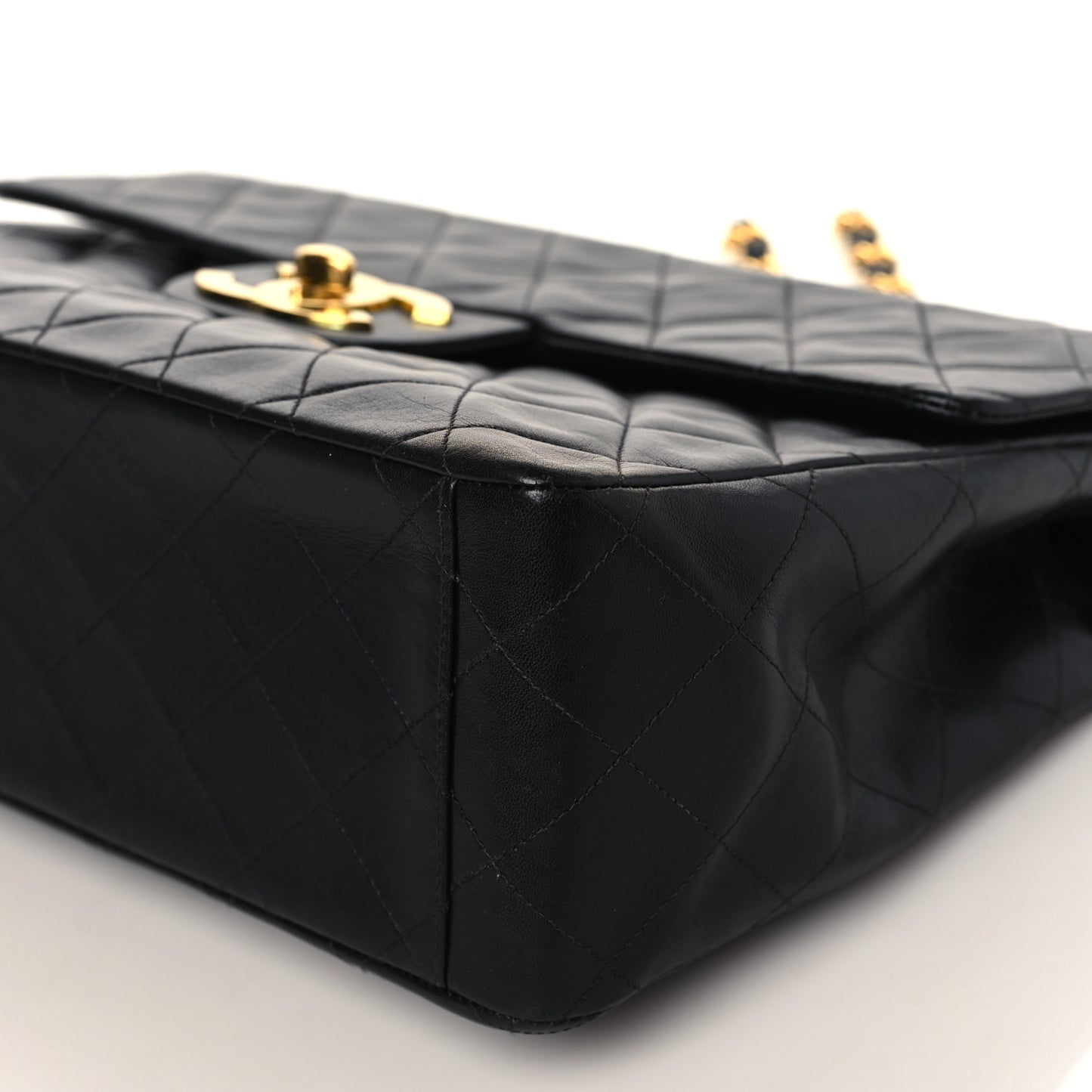Lambskin Quilted XL Jumbo Single Flap Black