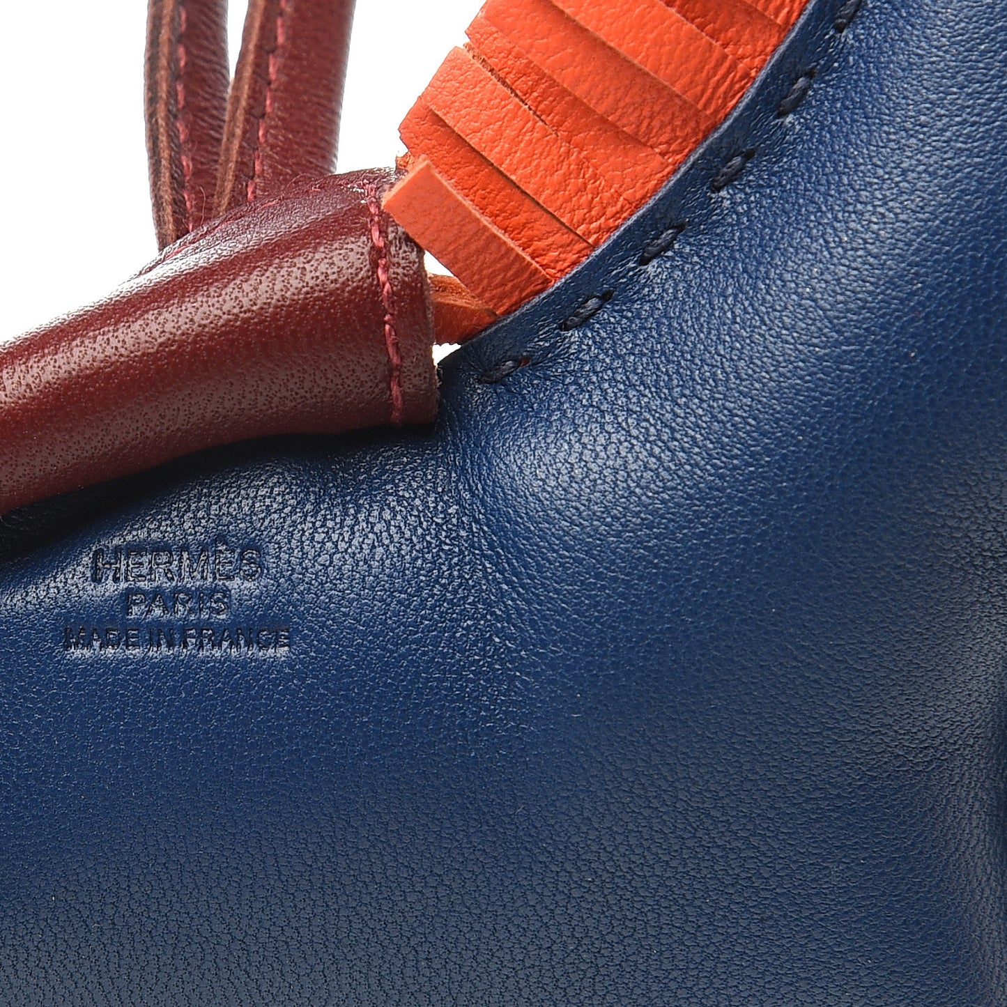 Milo Lambskin Grigri Rodeo Horse Bag Charm GM Bleu de Malte Rouge H Orange Poppy