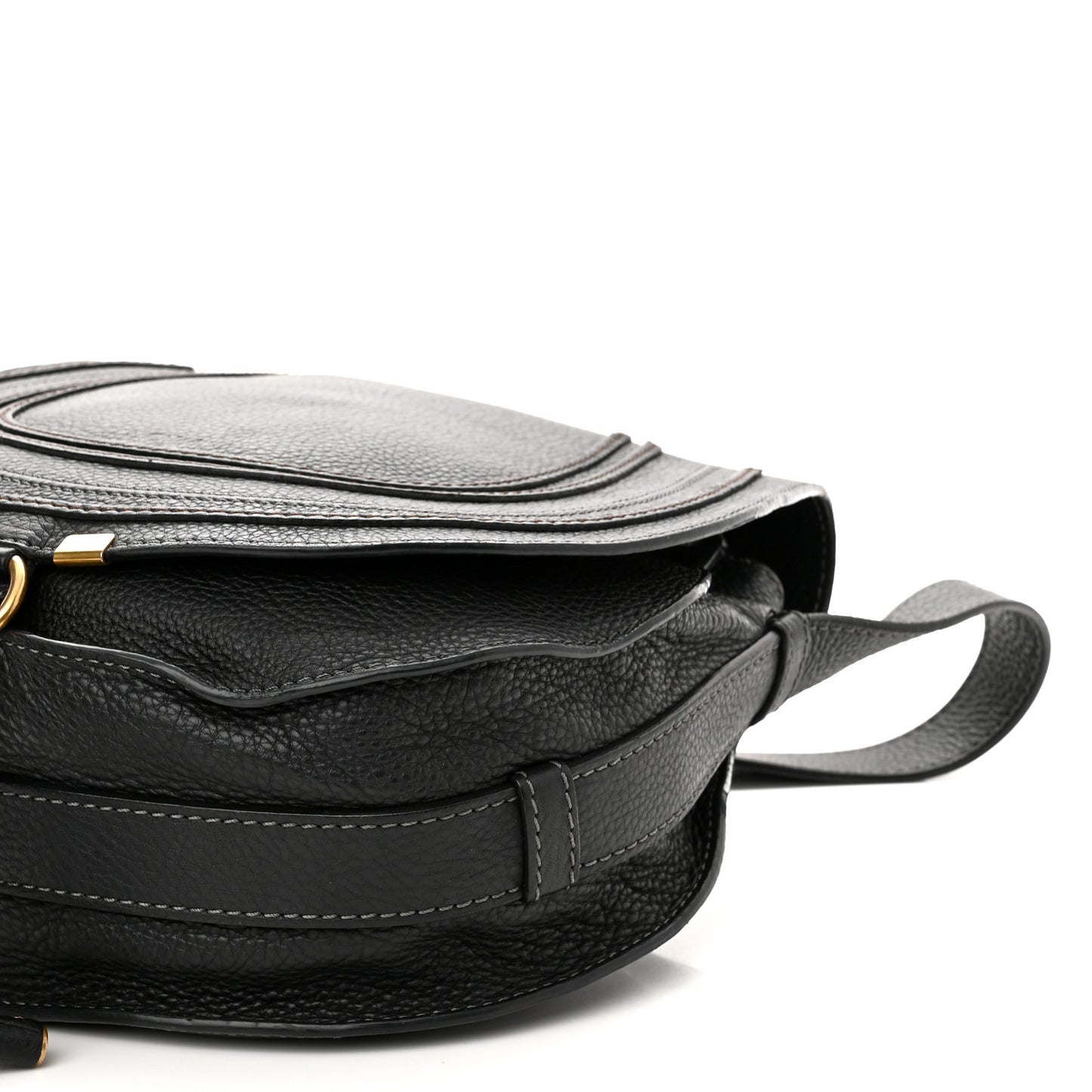 Calfskin Medium Marcie Round Crossbody Bag Black