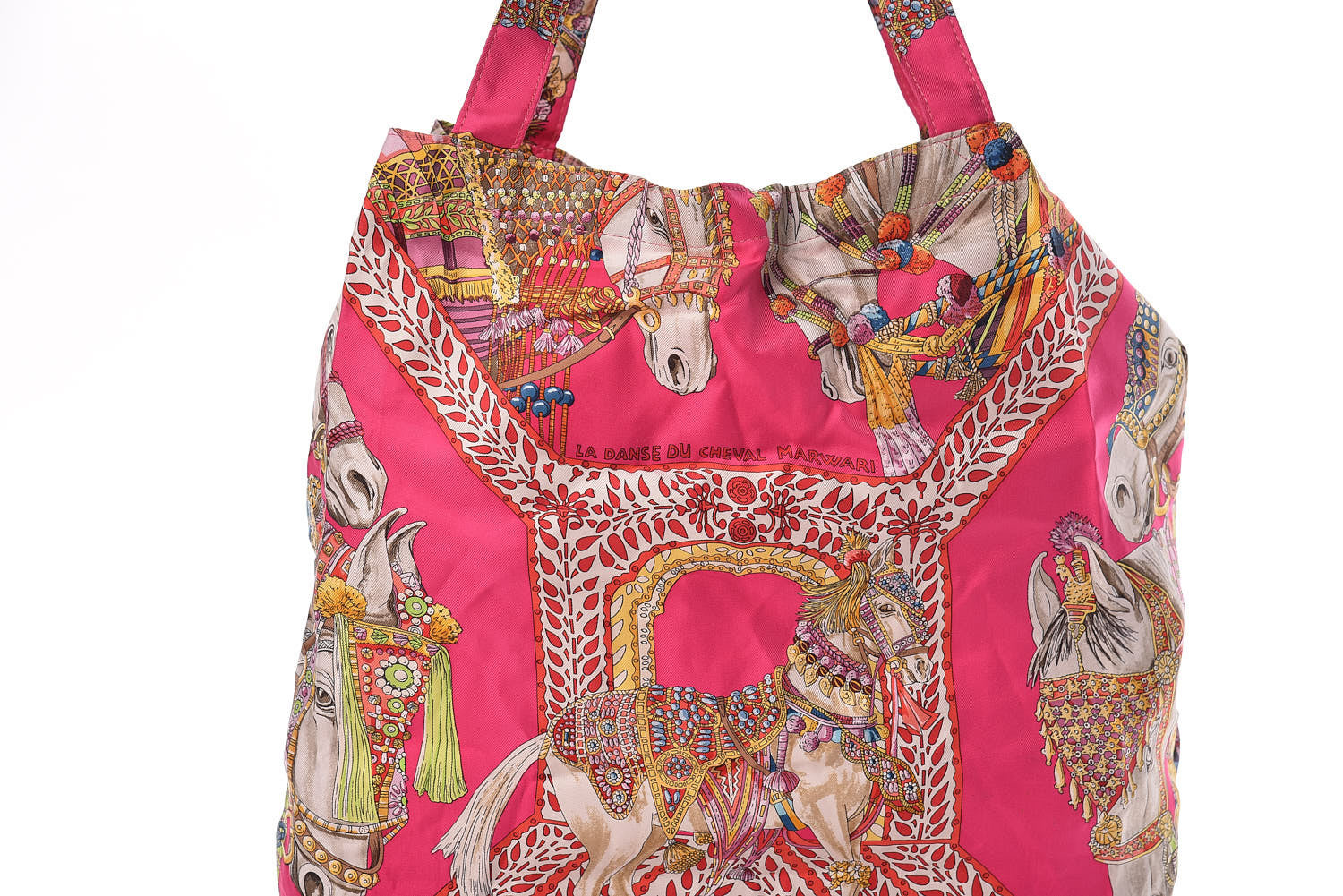 Hermes Silky Pop La Danse du Cheval Marwari Shopper Tote Rouge Casaque 11 of 13