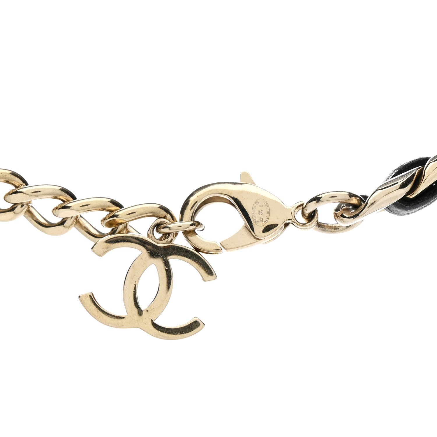 Chanel Metal Lambskin CC Square Choker Gold Black White 6 of 7