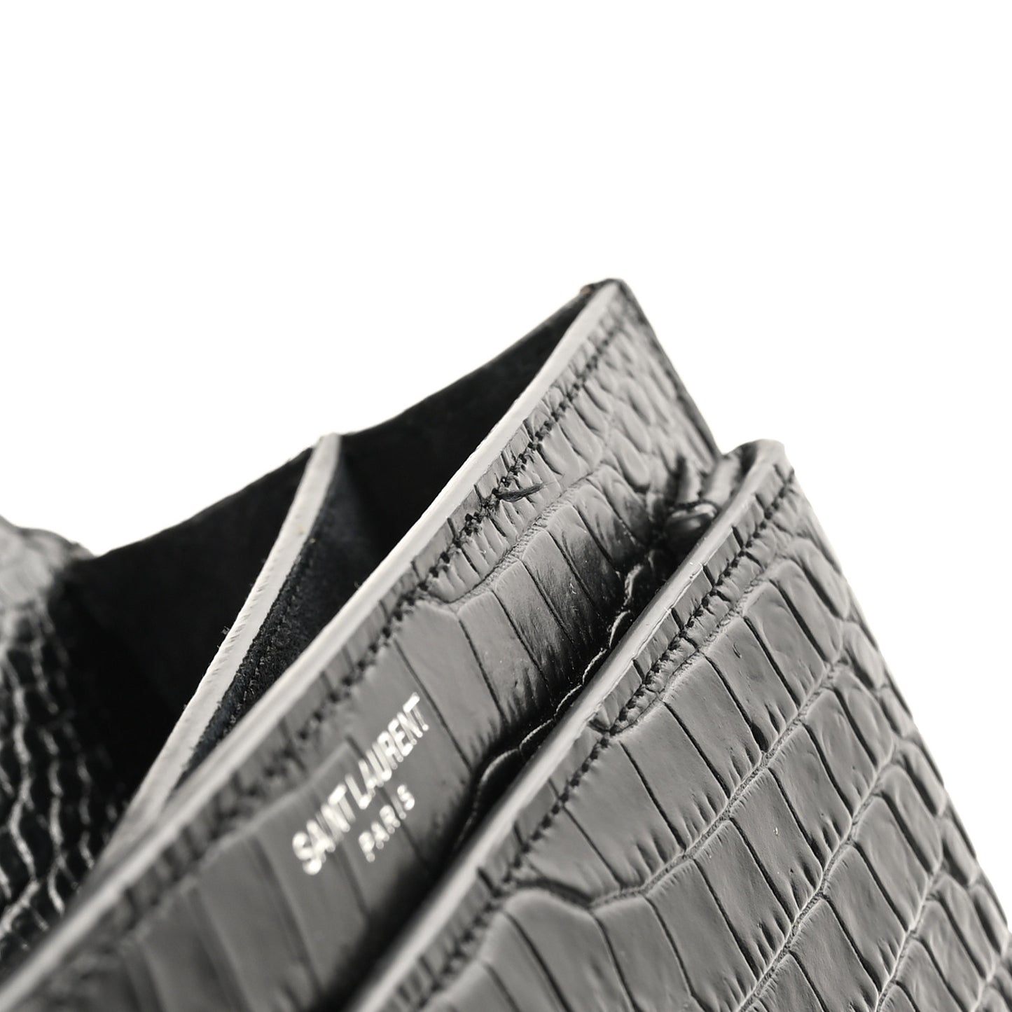 Calfskin Crocodile Embossed Medium Monogram Sunset Black