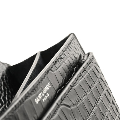 Saint Laurent Calfskin Crocodile Embossed Medium Monogram Sunset Black 10 of 10
