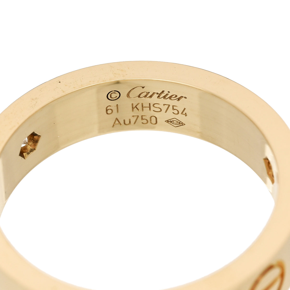 18K Yellow Gold 3 Diamond 5.5mm LOVE Ring 61 9.5