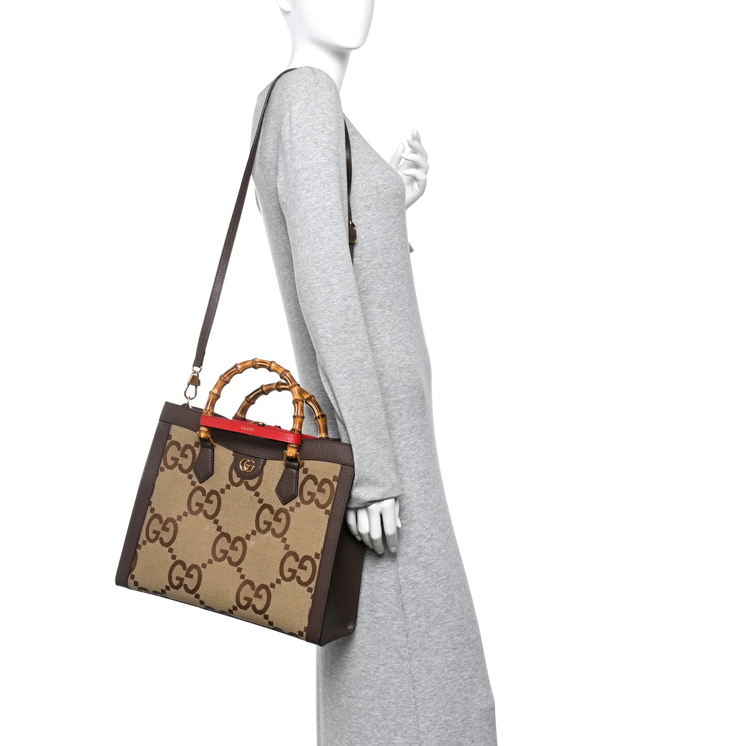 mon.n　GUCCI バッグ Gucci Monogram Jumbo GG Textured Dollar Calfskin Medium Diana Tote
