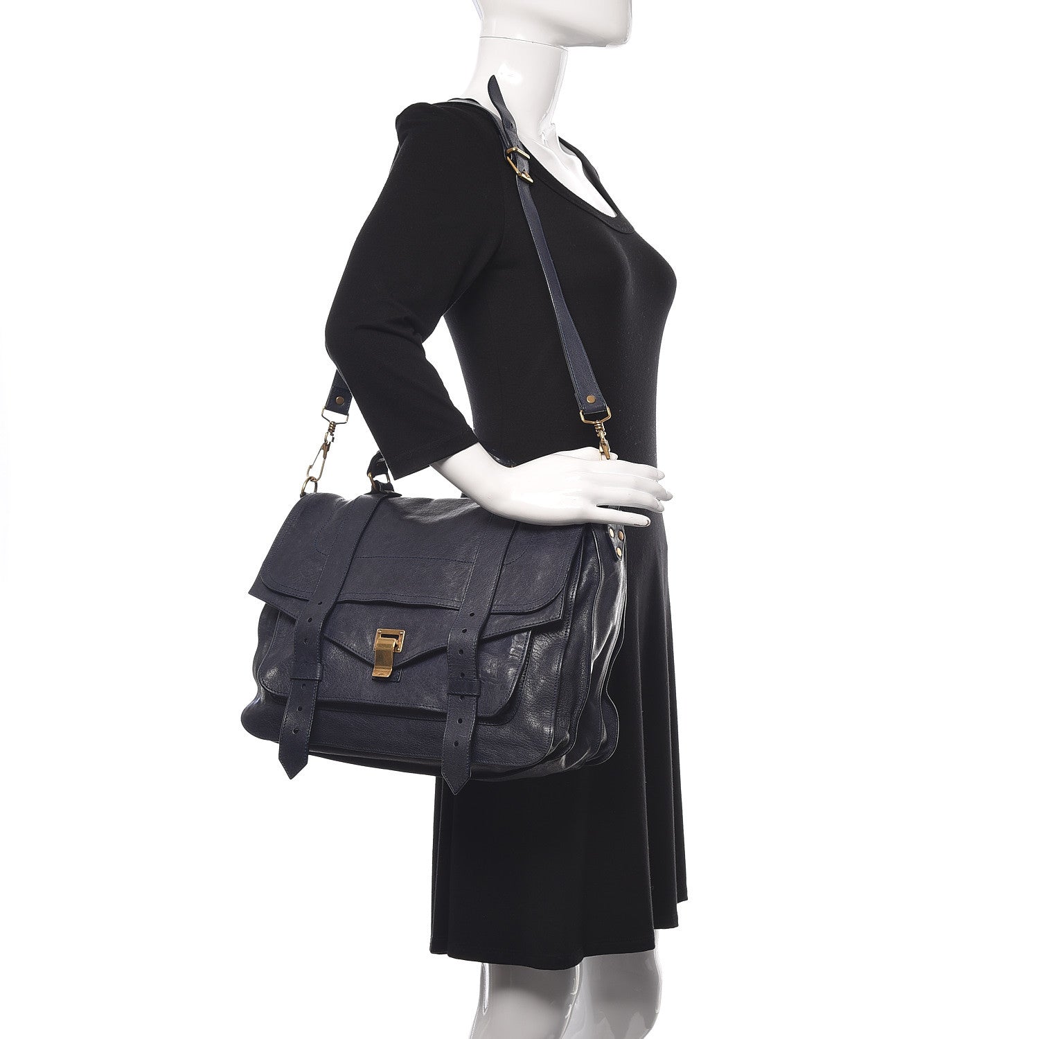 Proenza Schouler Lambskin Large PS1 Satchel Midnight 2 of 17