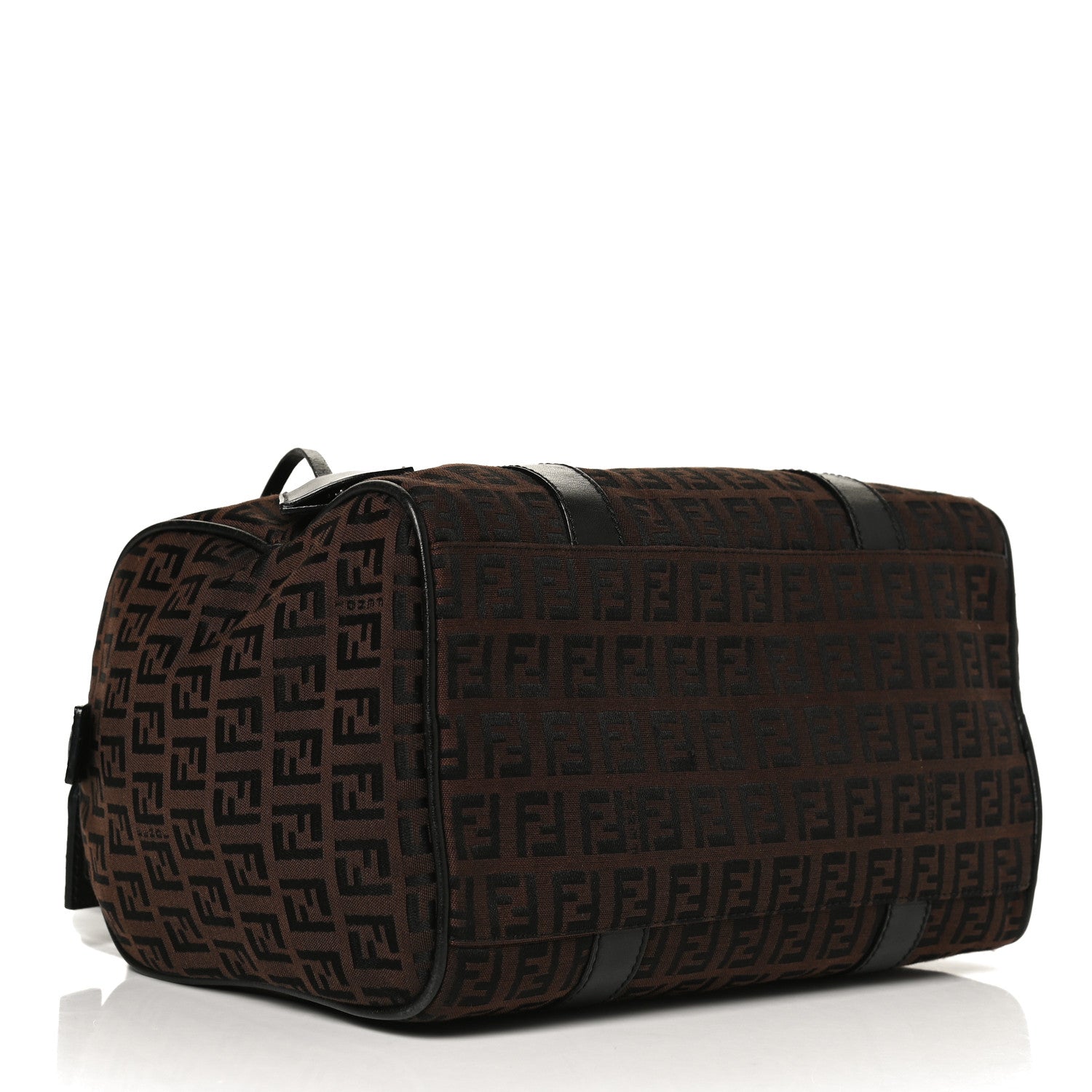 Fendi Zucchino Canvas Small Forever Boston Brown Black 4 of 12