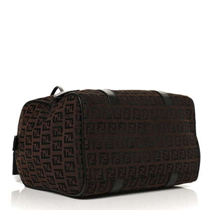 Fendi Zucchino Canvas Small Forever Boston Brown Black 4 of 12