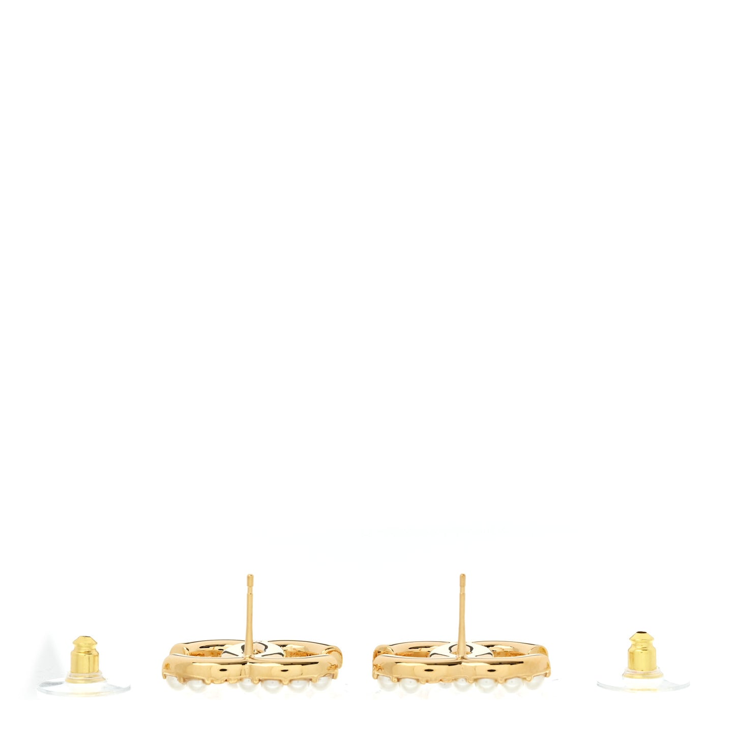 Pearl Crystal CC Earrings Gold