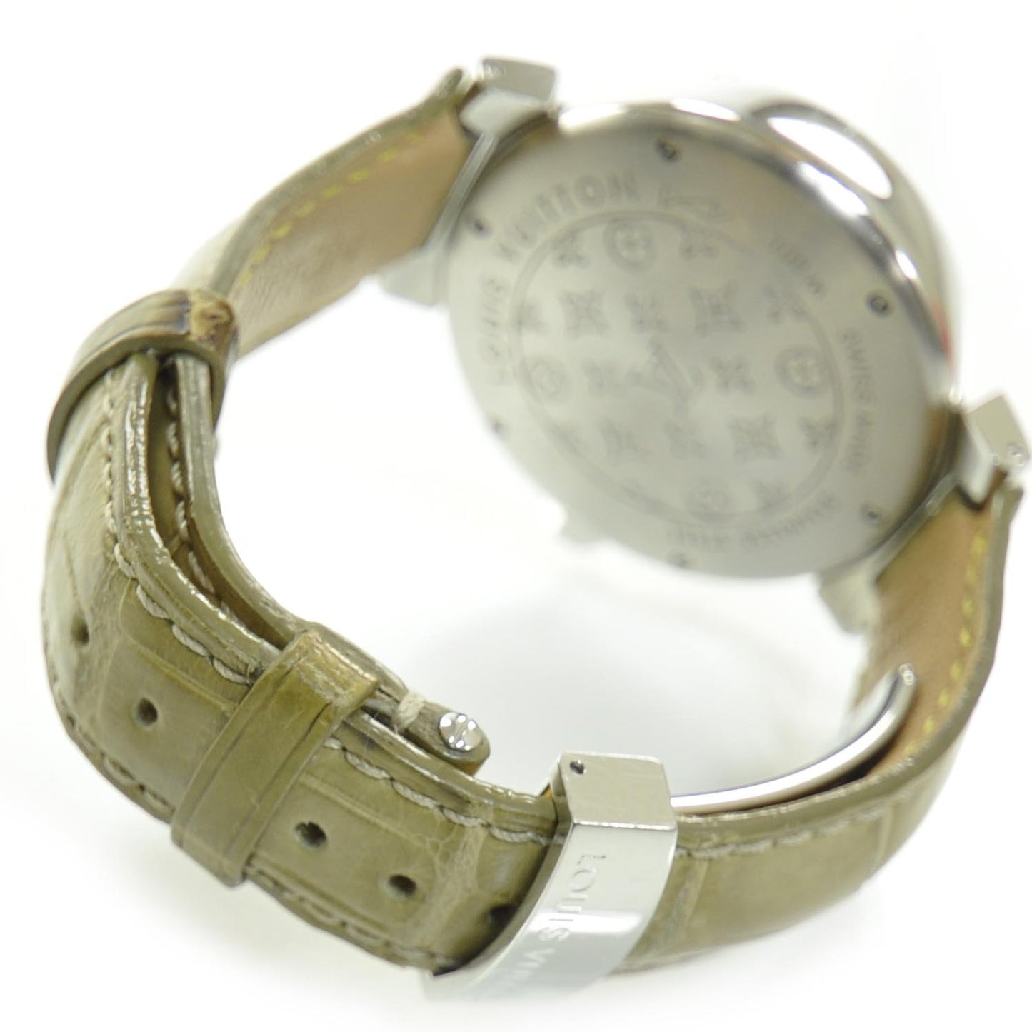 Stainless Steel Alligator 34mm Tambour Quartz Watch Champagne