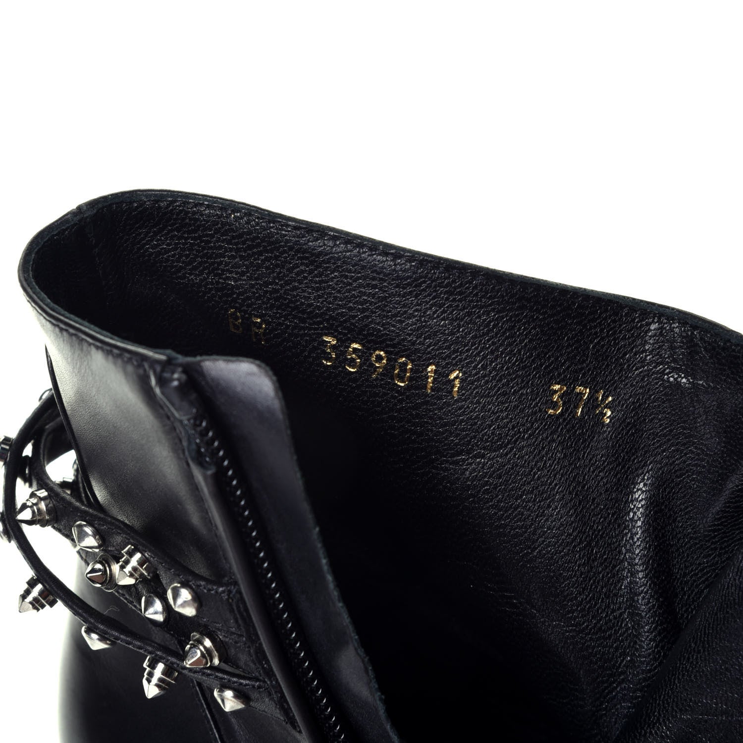 Saint Laurent Calfskin Cat Boot 50 Studded Strap Booties 37.5 Black 8 of 10