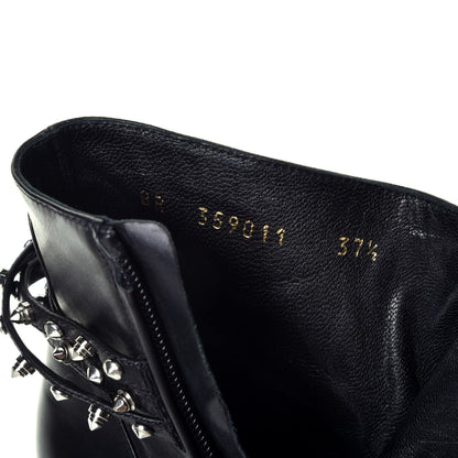 Saint Laurent Calfskin Cat Boot 50 Studded Strap Booties 37.5 Black 8 of 10