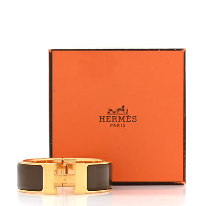 Hermes Enamel Wide Clic Clac H Bracelet PM Chocolate 5 of 5