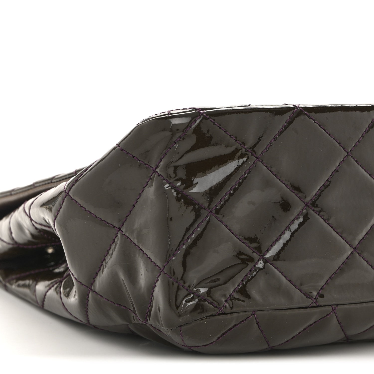 Chanel Patent Quilted Jumbo Single Flap Dark Purple 9 of 14