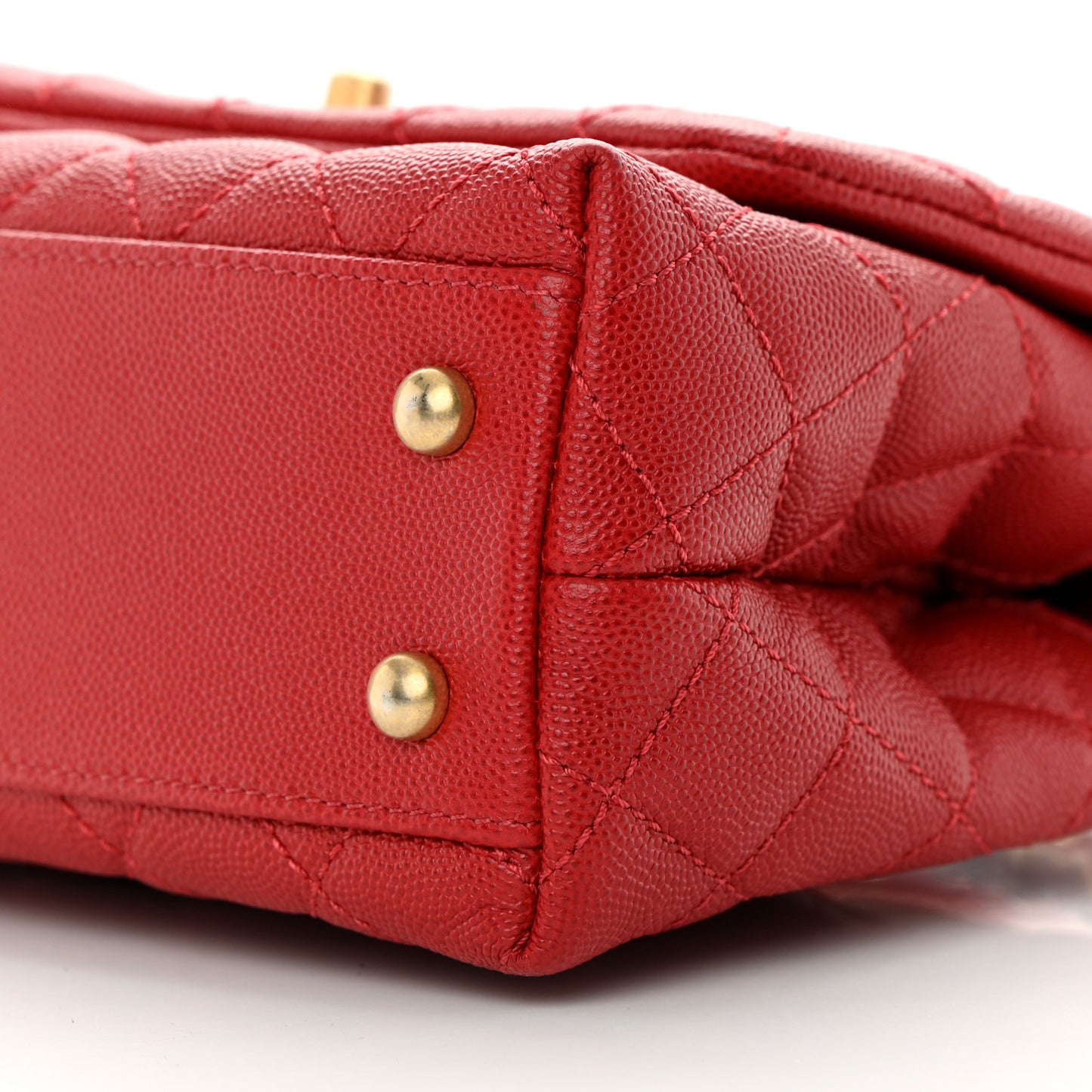 Caviar Quilted Mini Coco Handle Flap Red