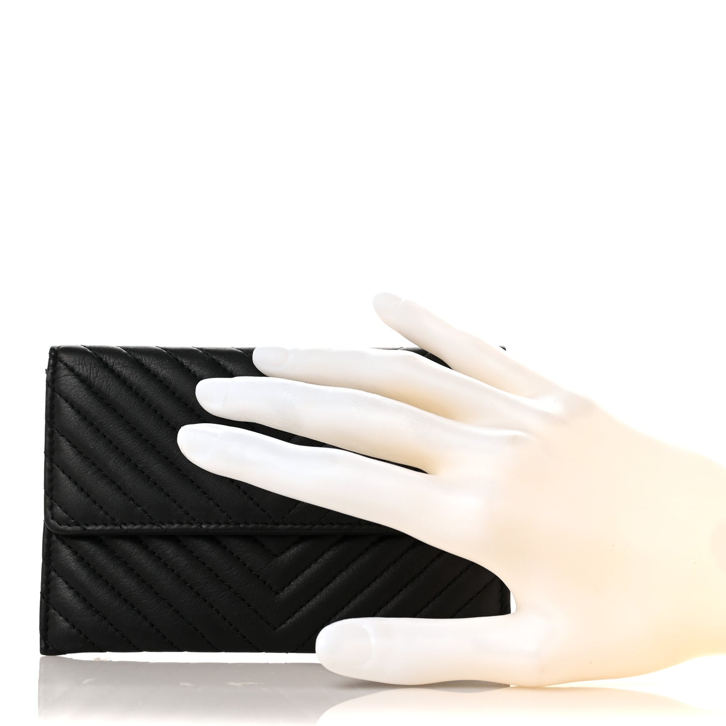 Sheepskin Chevron Card Holder Wallet Black