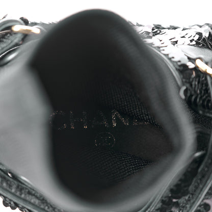 Chanel Sequin Knit Velcro Dad Sandals 38 Black 11 of 12