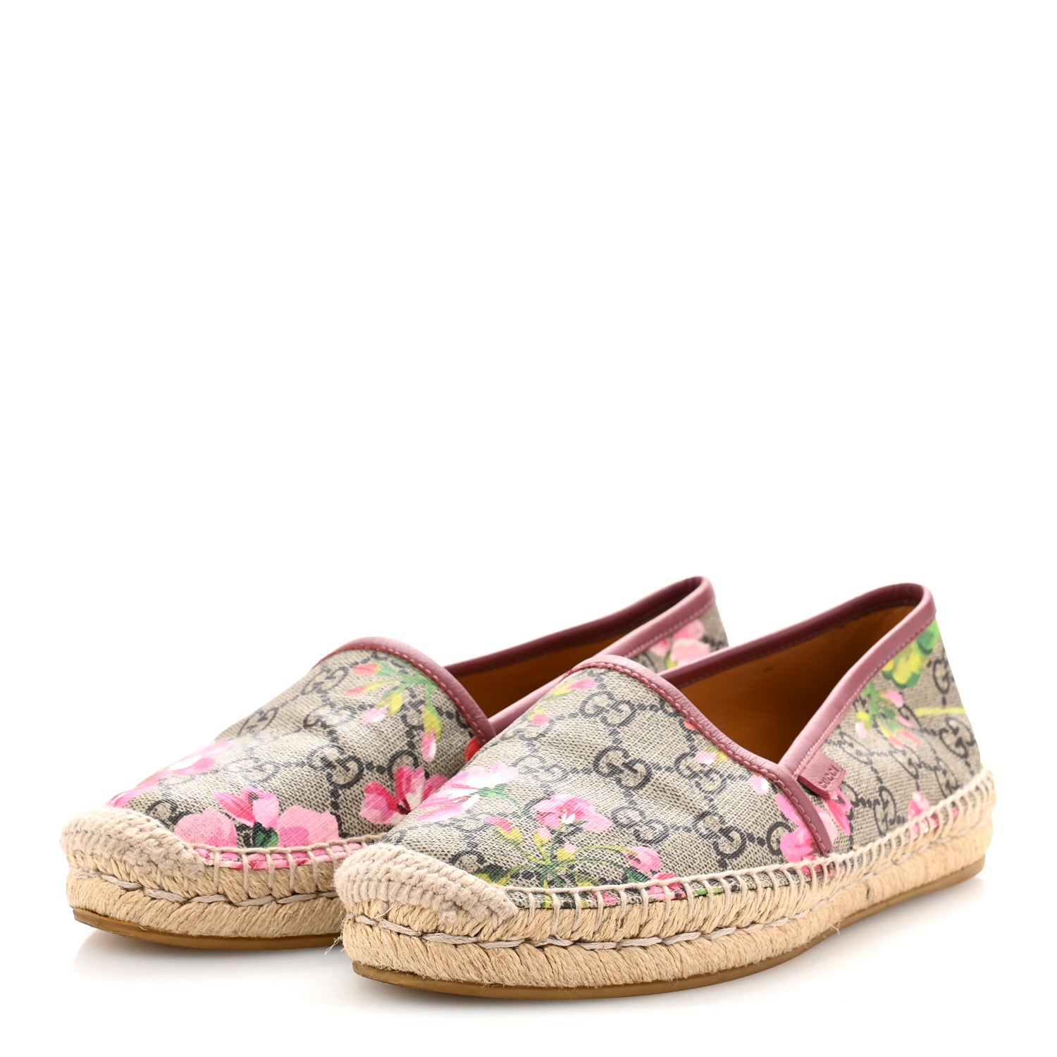 Gucci GG Supreme Monogram Blooms Espadrilles 37.5 Beige Multicolor Dry Rose 4 of 11