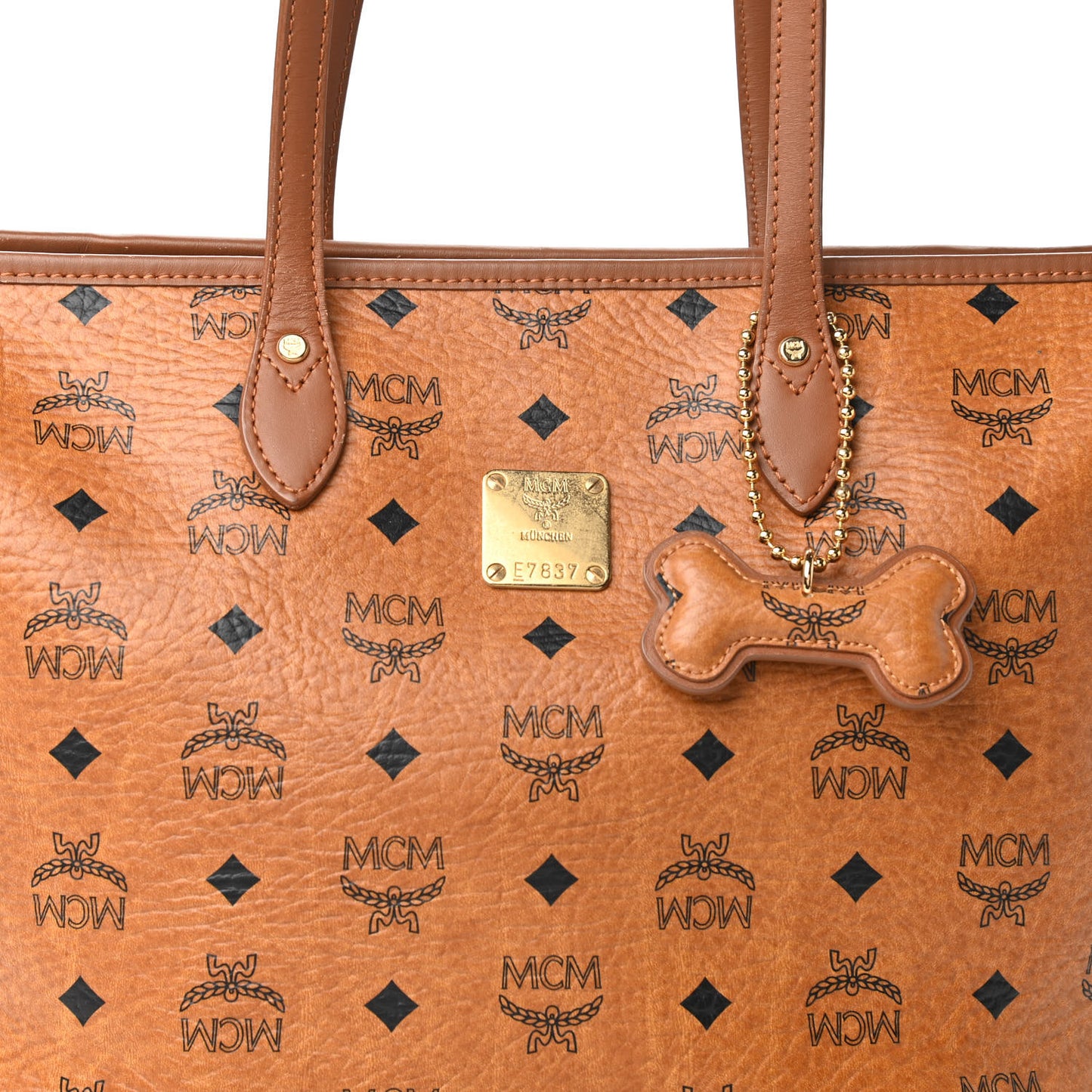 Visetos Dog Bone Shopper Tote Cognac