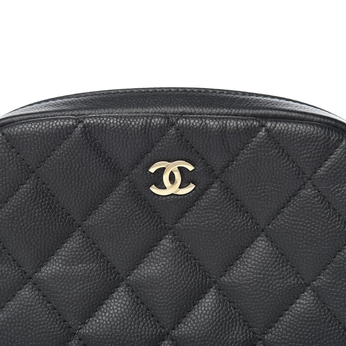 Caviar Quilted Small Curvy Pouch Cosmetic Case Black