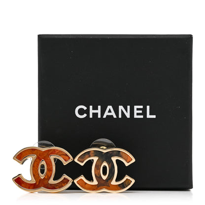 Chanel Metal Enamel CC Earrings Orange Multicolor 5 of 5