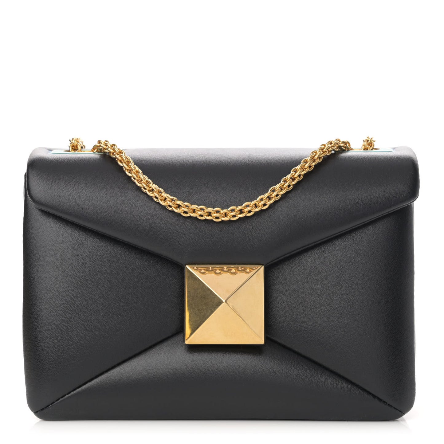 Nappa One Stud Chain Clutch Black