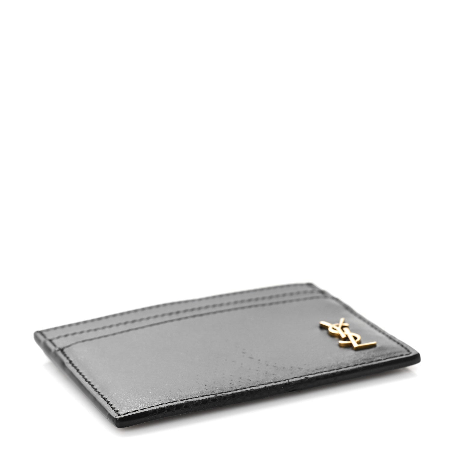 Saint Laurent Calfskin Tiny Cassandre Credit Card Case Black 4 of 8