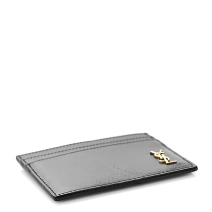 Saint Laurent Calfskin Tiny Cassandre Credit Card Case Black 4 of 8