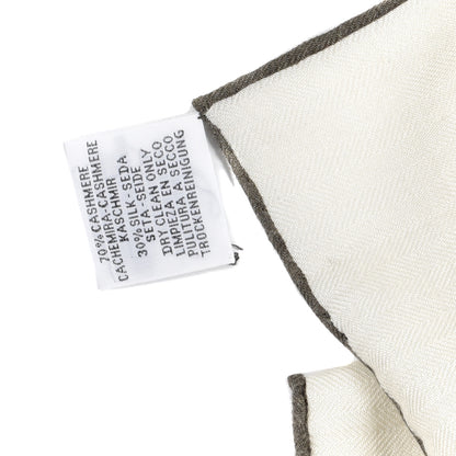 Hermes Cashmere Silk Les Cabanes Shawl 140 White Sepia 7 of 7