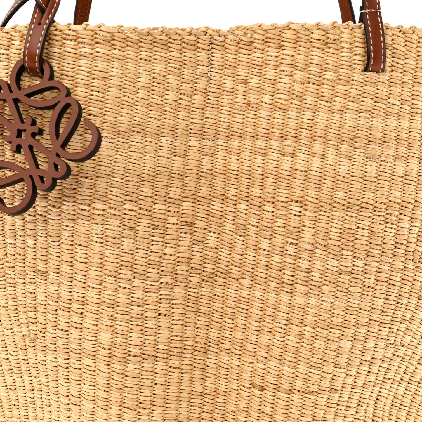 Raffia Calfskin Shell Basket Tote Natural Beige